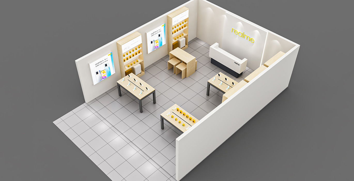 【China】Brand mobile phone retail store design display cabinet customization