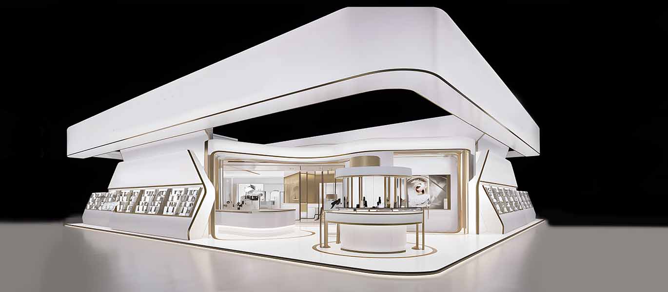 Brand cosmetics retail kiosk store interior design showcase project