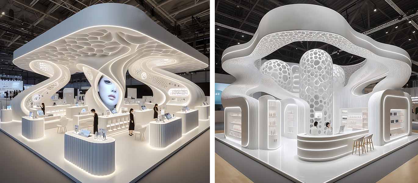 Luxury high-end exhibition stand design solution for cosmetics trade fair