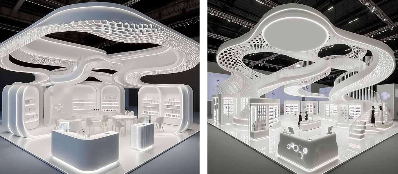 Luxury high-end exhibition stand design solution for cosmetics trade fair
