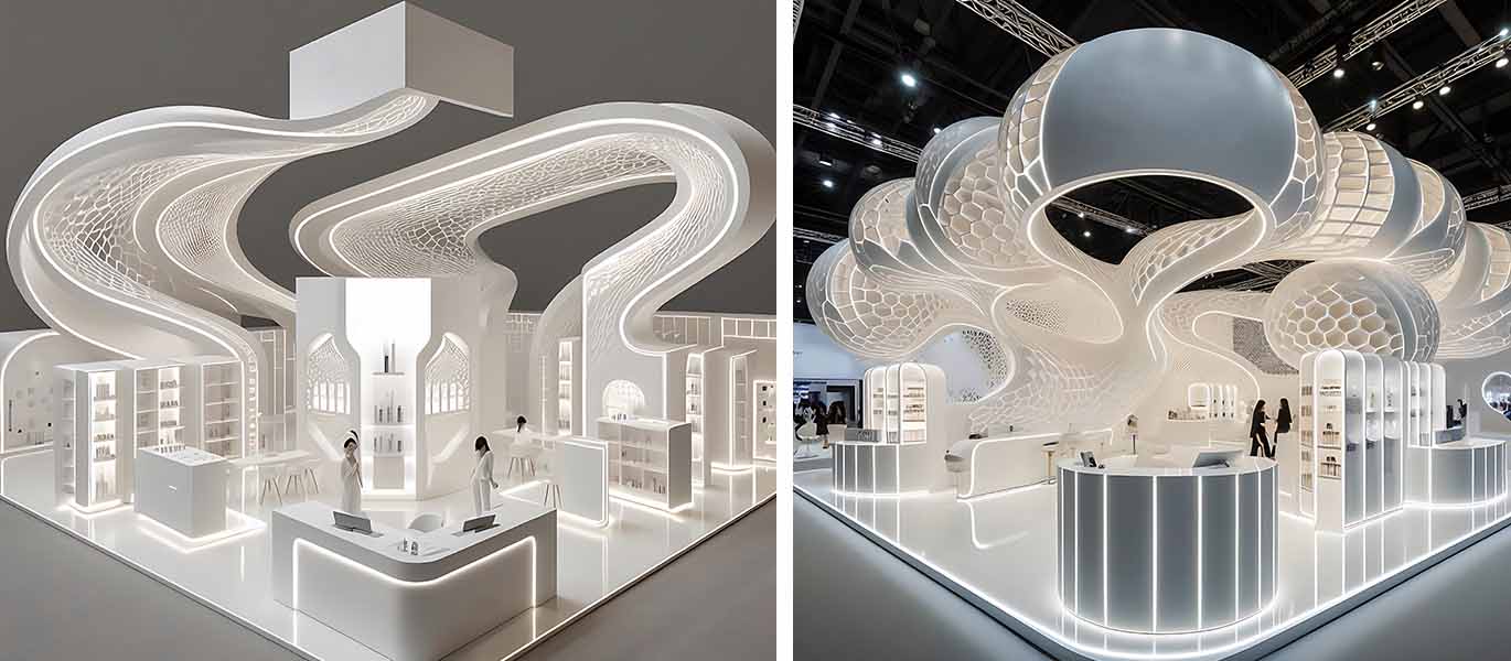 Luxury high-end exhibition stand design solution for cosmetics trade fair