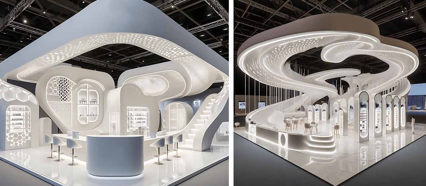 Luxury high-end exhibition stand design solution for cosmetics trade fair