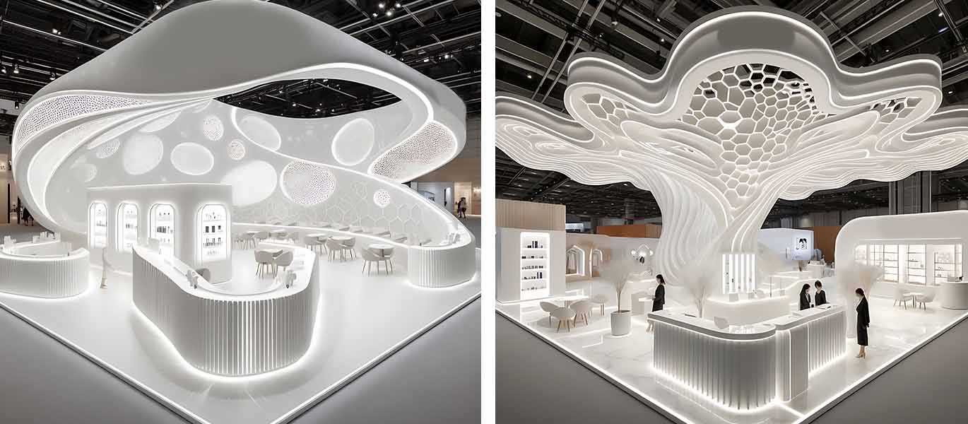 Luxury high-end exhibition stand design solution for cosmetics trade fair