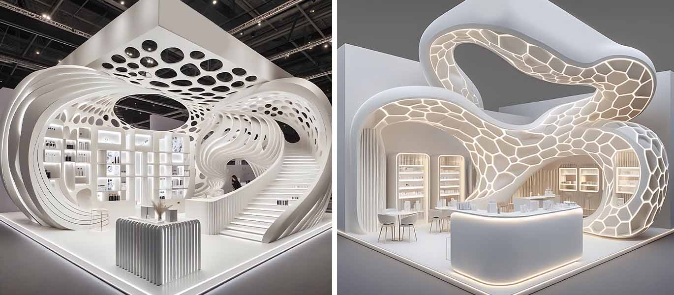Luxury high-end exhibition stand design solution for cosmetics trade fair