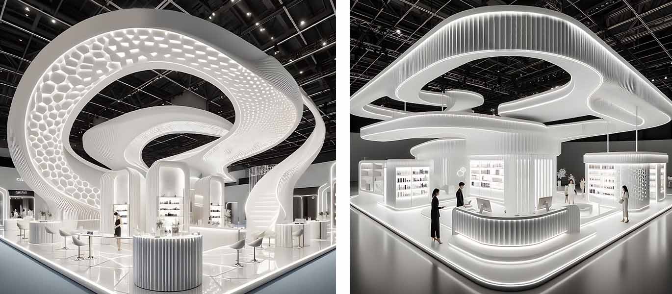 Luxury high-end exhibition stand design solution for cosmetics trade fair