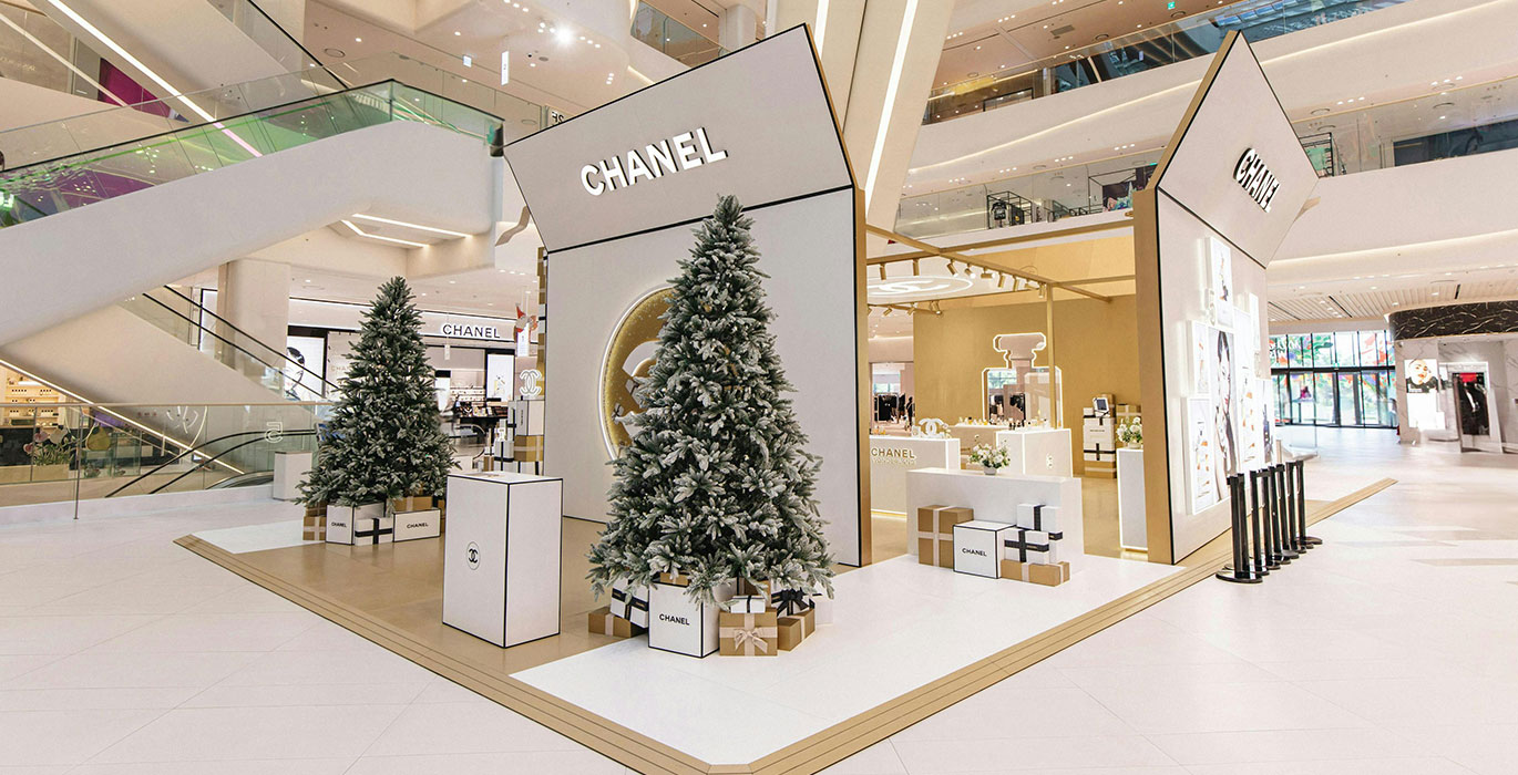 High-end shopping mall brand perfume and fragrance retail kiosk display cabinet project
