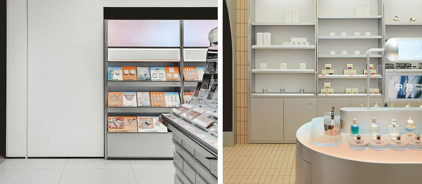Brand makeup experience store interior design display cabinet customization project