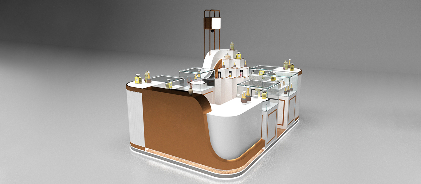 High-end perfume retail kiosk luxury design for shopping mall