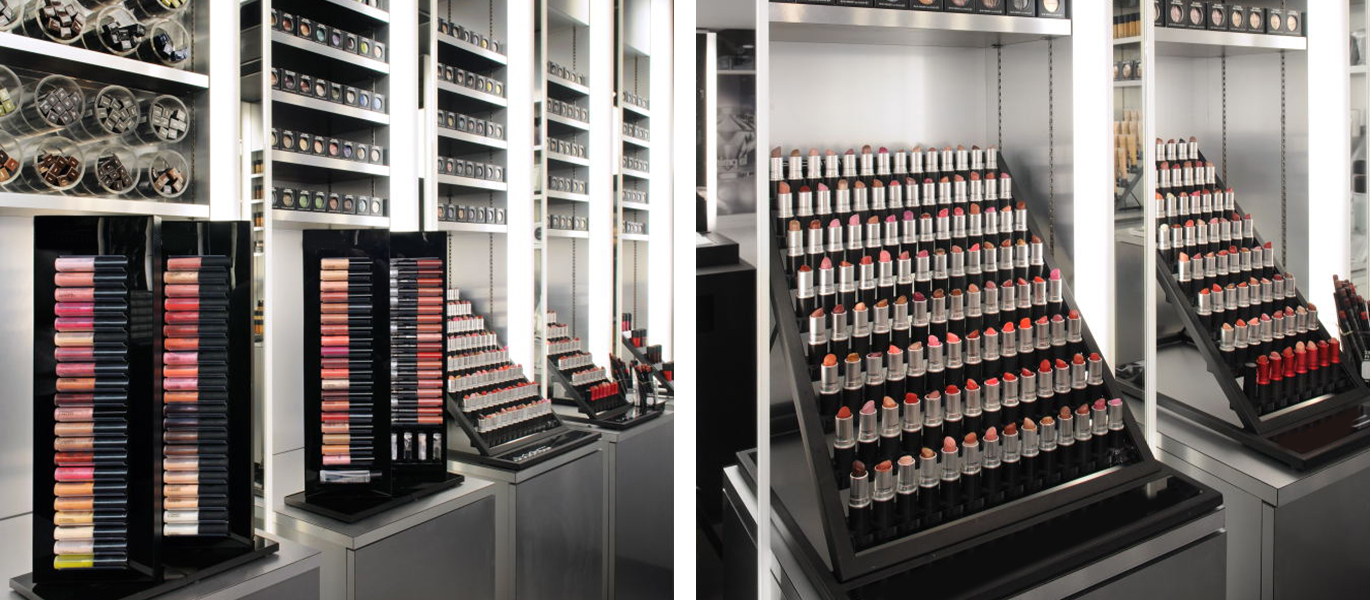 Interior design and display cabinet customization for small cosmetics retail stores