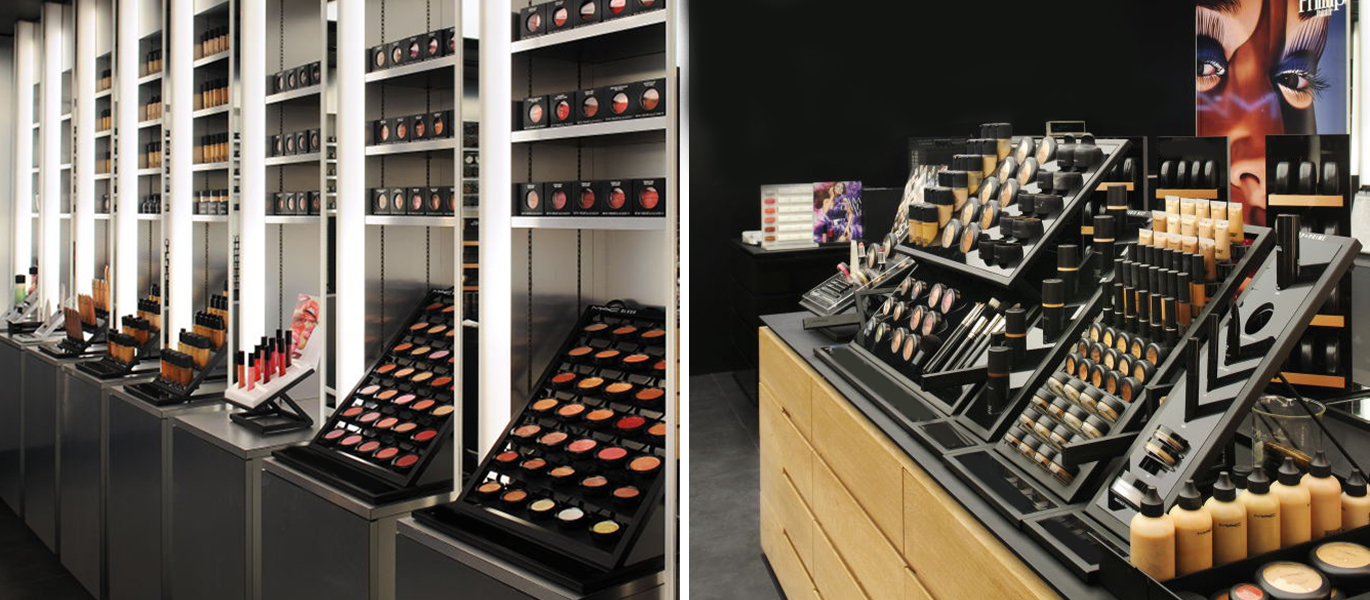 Interior design and display cabinet customization for small cosmetics retail stores