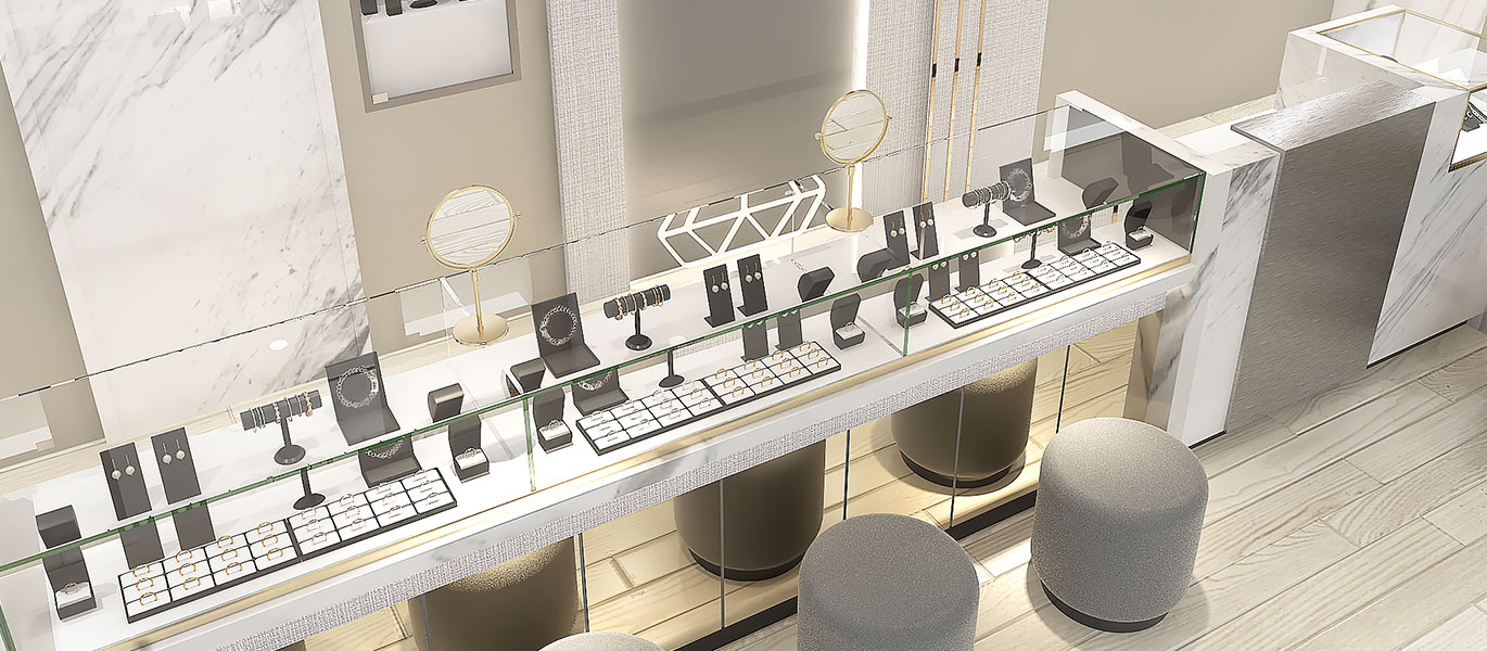 【China】High-end display cabinet design for small jewelry retail stores