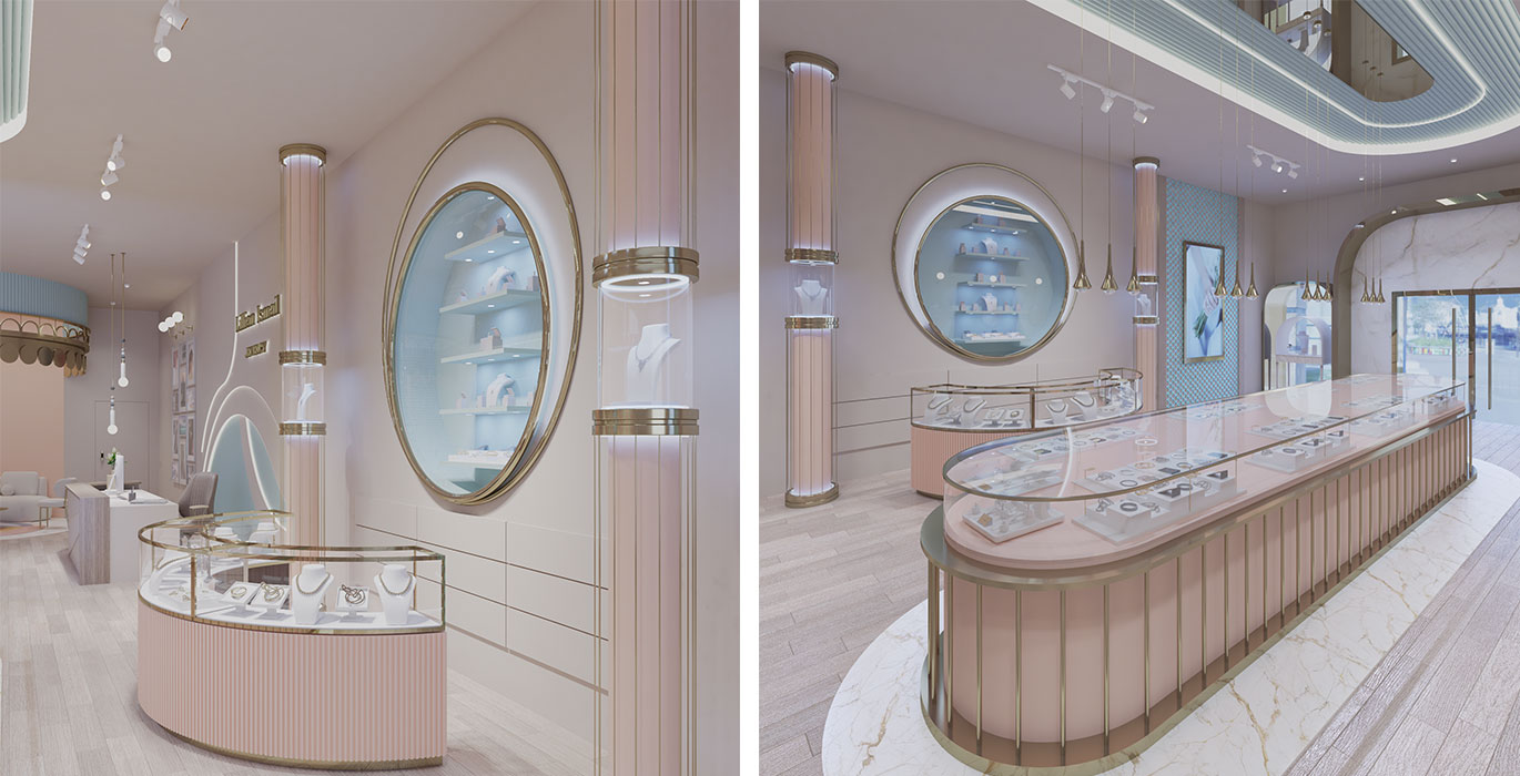 【UAE】High-end commercial space display cabinet design for jewelry flagship store