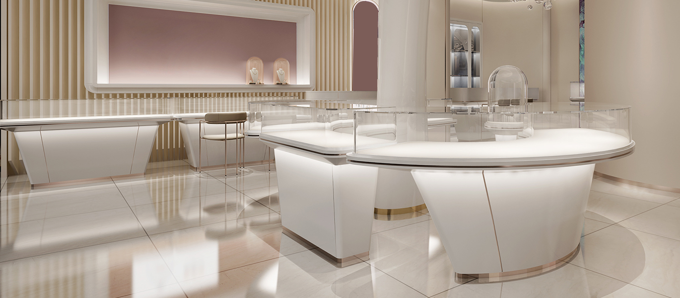 【China】High-end jewelry brand image store display cabinet design project
