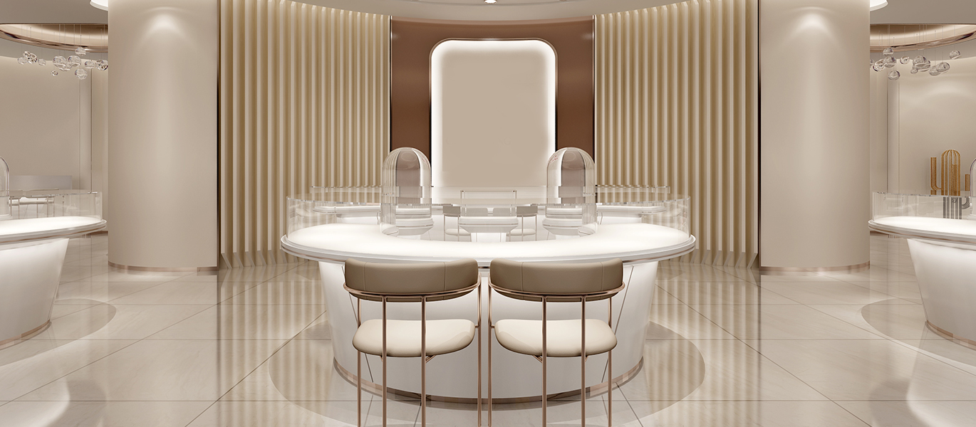 【China】High-end jewelry brand image store display cabinet design project