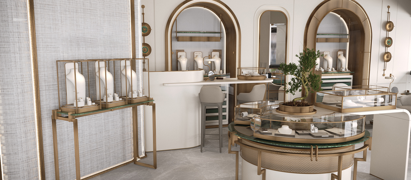 【UK】Brand jewelry new flagship store space display cabinet design plan