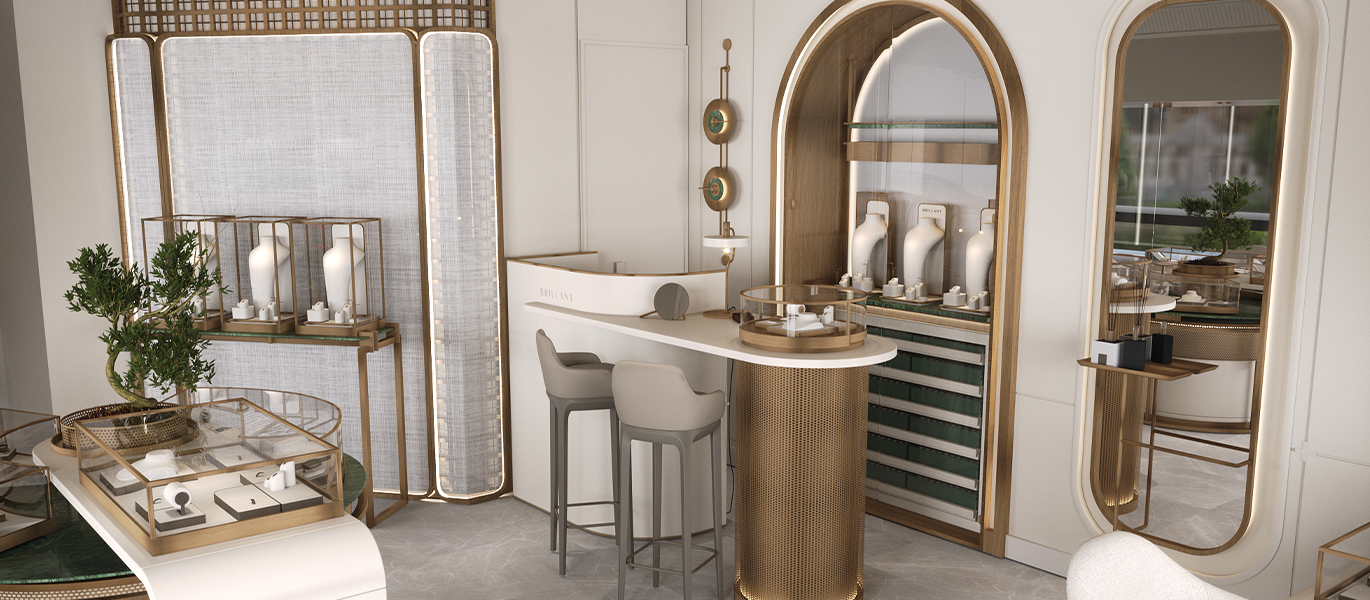 【UK】Brand jewelry new flagship store space display cabinet design plan