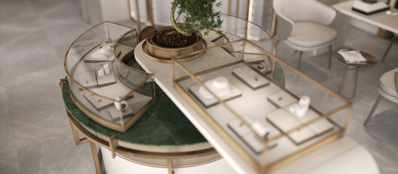 【UK】Brand jewelry new flagship store space display cabinet design plan