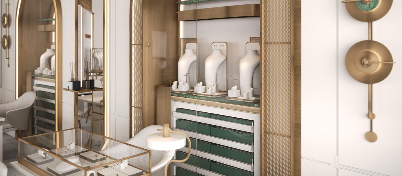 【UK】Brand jewelry new flagship store space display cabinet design plan