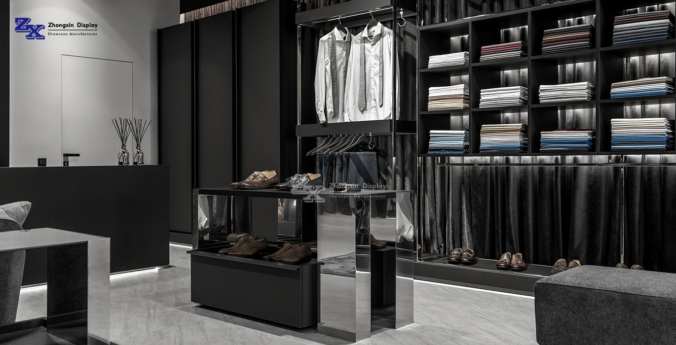 Luxury brand men's suit shop design and manufacturing project