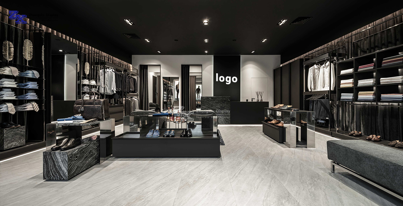 Luxury brand men's suit shop design and manufacturing project