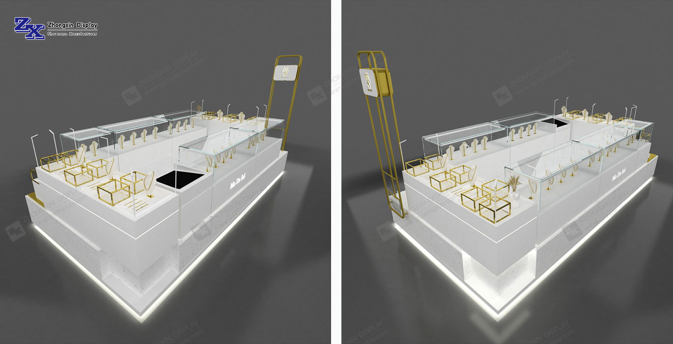 【Oman】High-end modern custom jewelry kiosk design for mall
