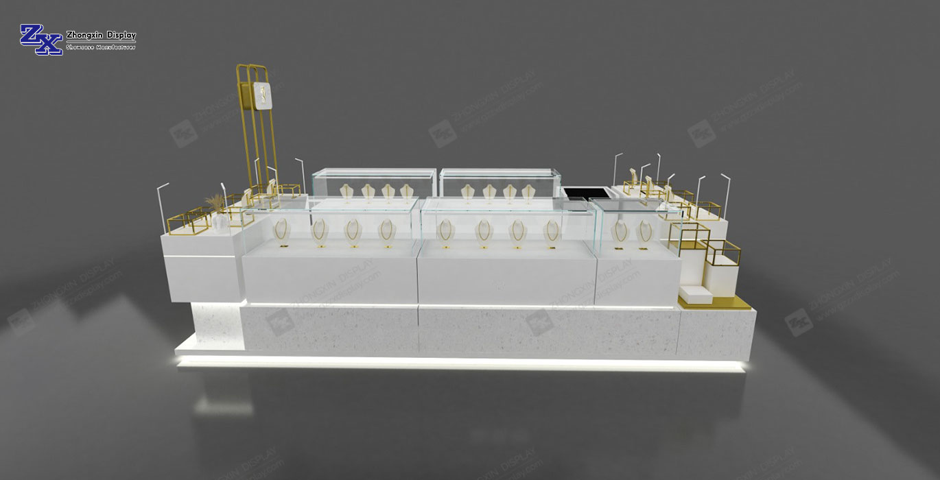 【Oman】High-end modern custom jewelry kiosk design for mall