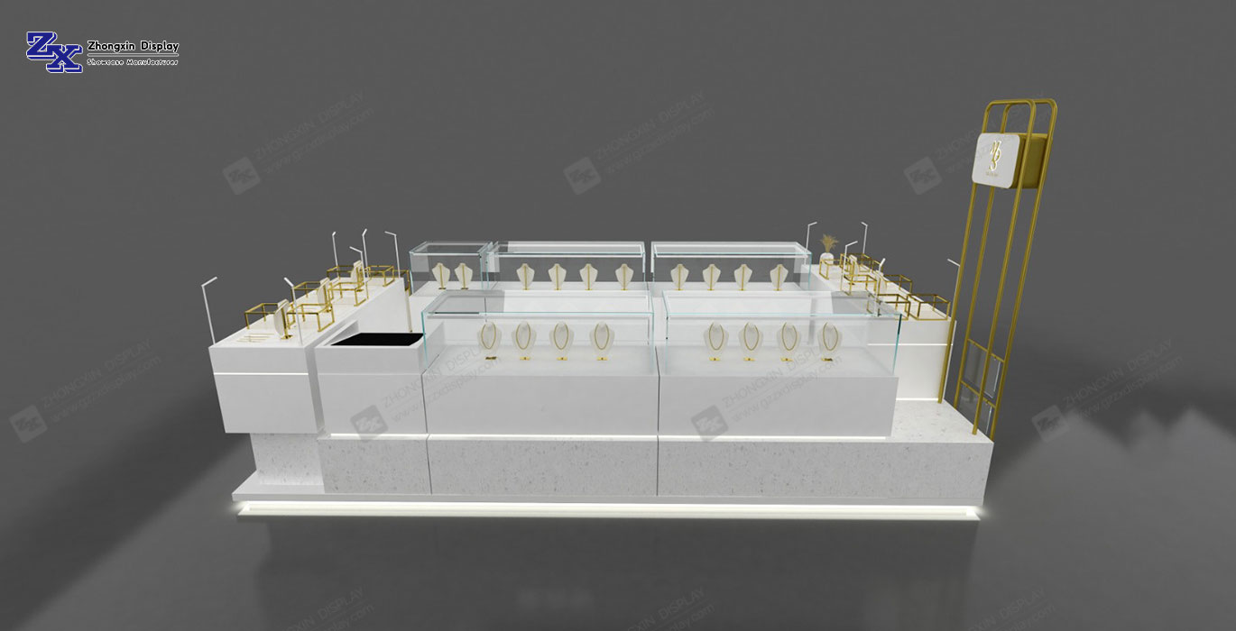 【Oman】High-end modern custom jewelry kiosk design for mall
