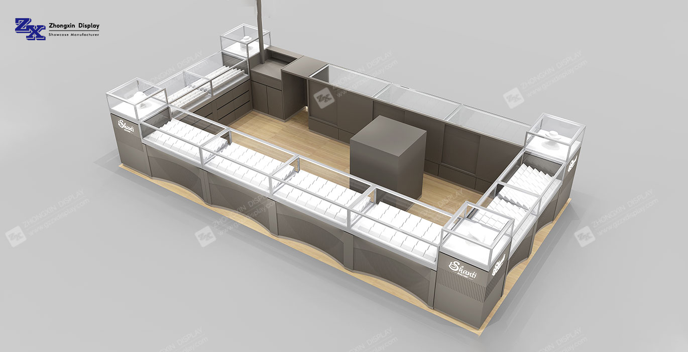 【Australia】2*4 m size shopping mall jewelry retail kiosk design diamond retail booth design