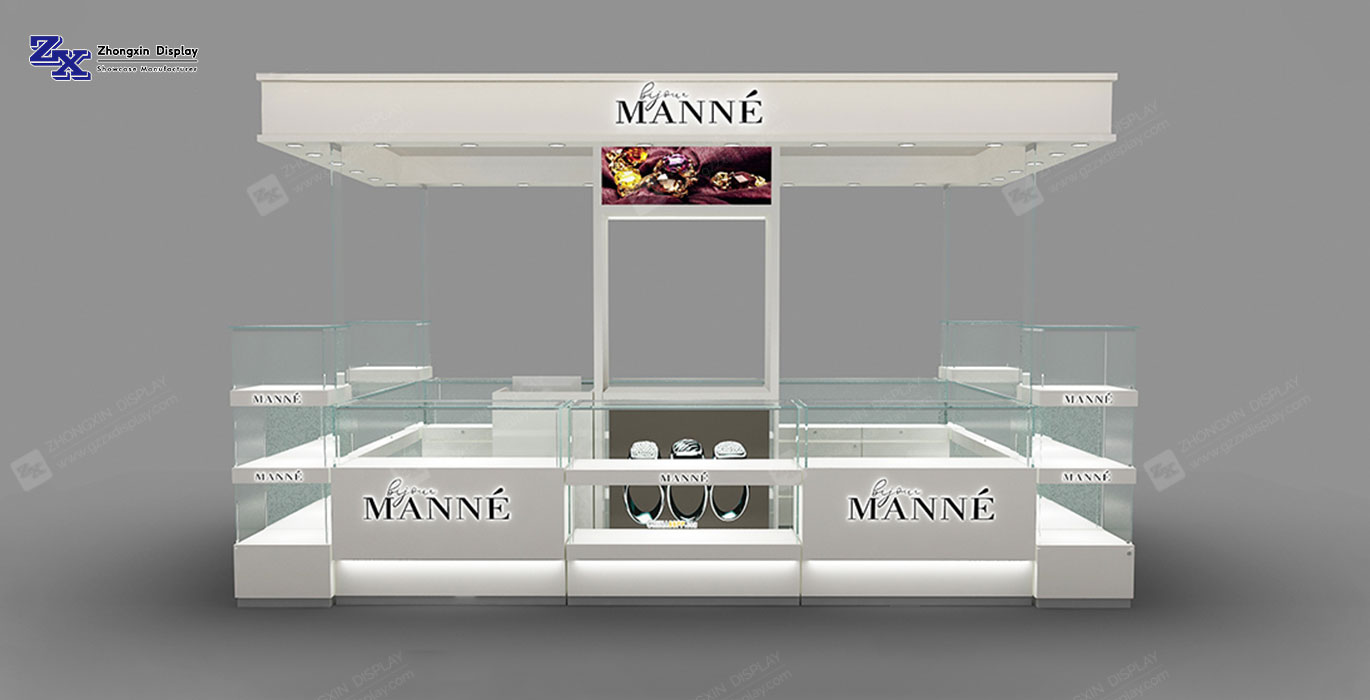【New Zealand】7 sqm island retail kiosk design high-end jewelry booth design for mall