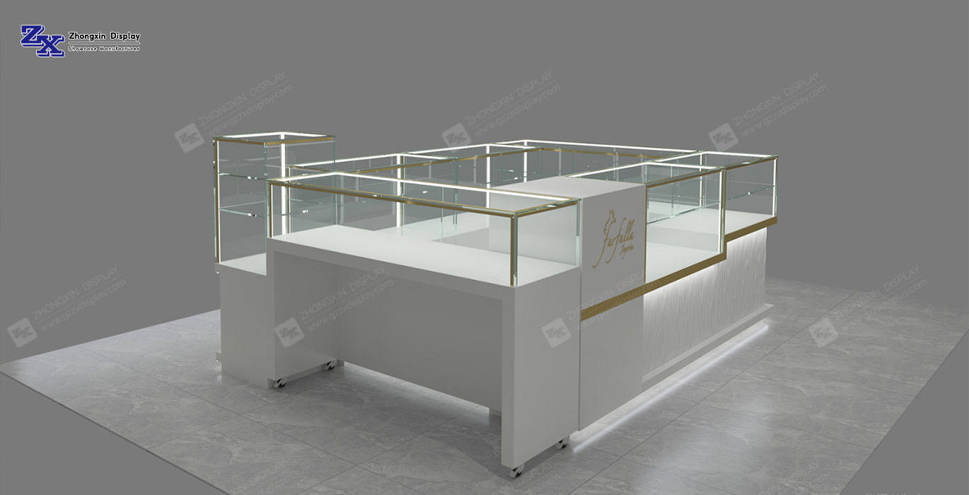【Saudi Arabia】2*3M Small Retail Jewelry Kiosk & Display Cabinet for Sale