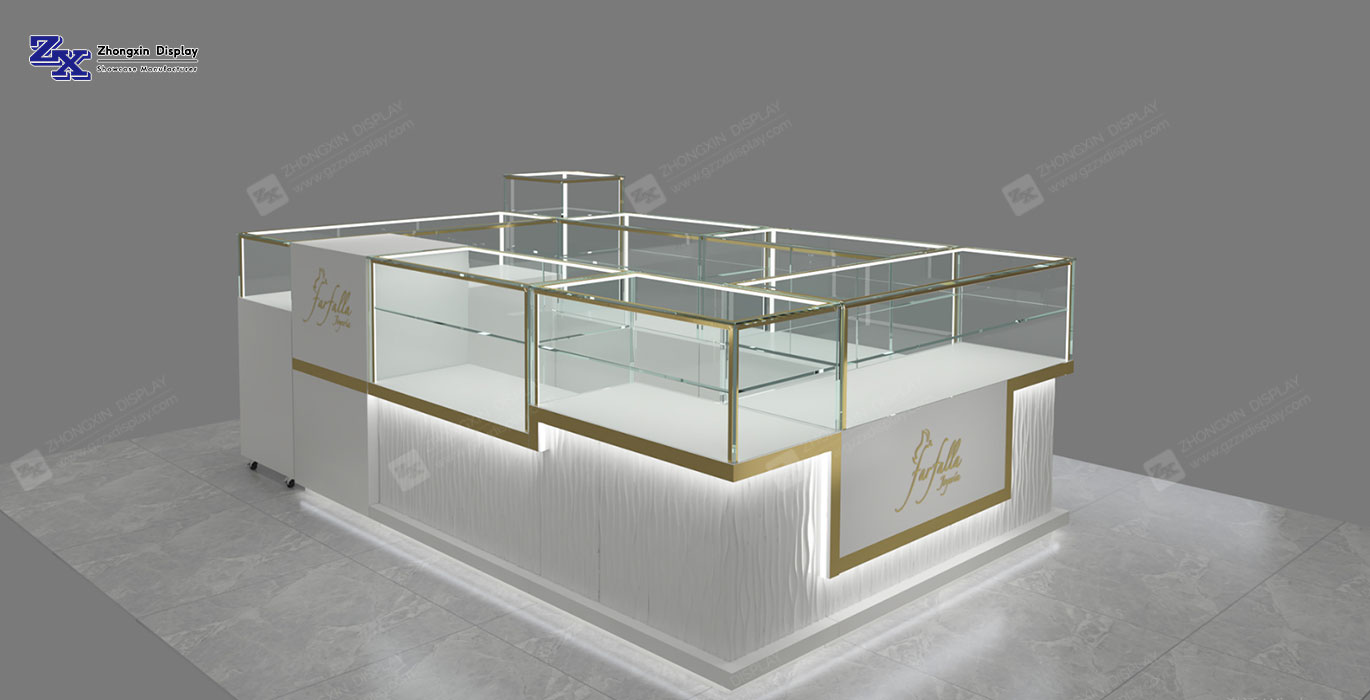 【Saudi Arabia】2*3M Small Retail Jewelry Kiosk & Display Cabinet for Sale