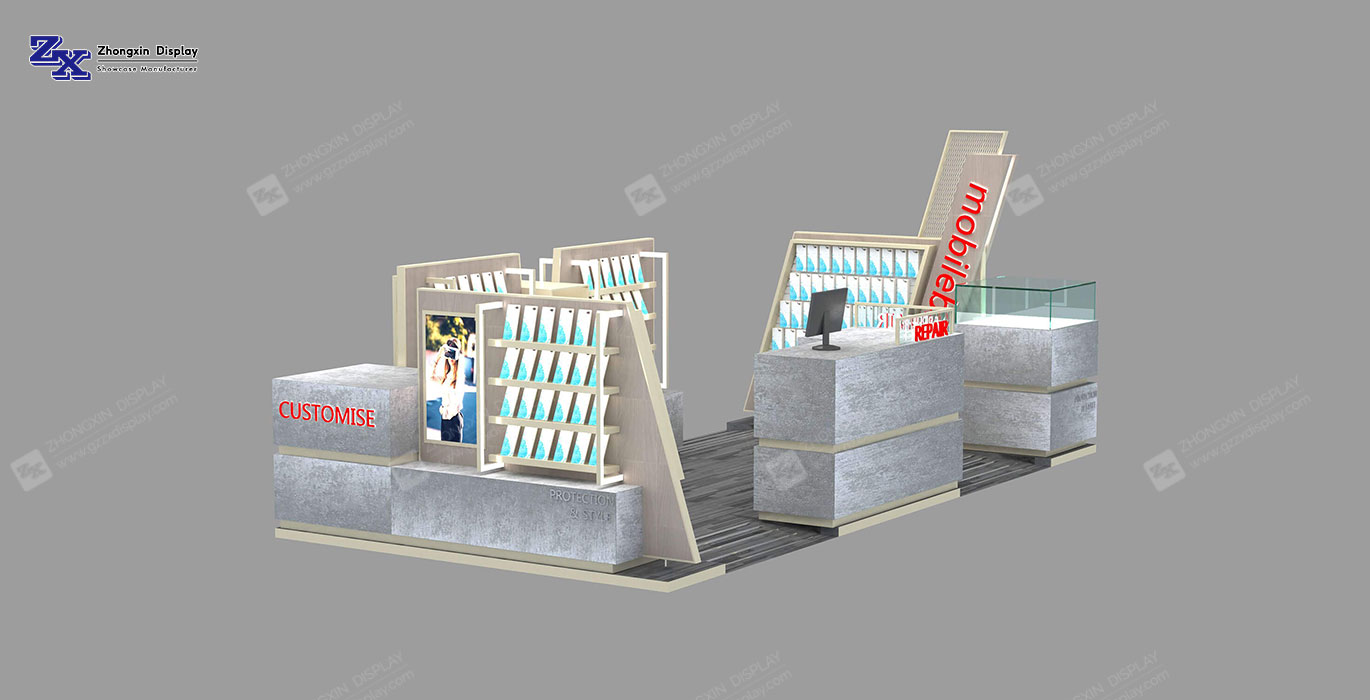 【USA】Customized small mobile phone accessories & repair booth design for sale