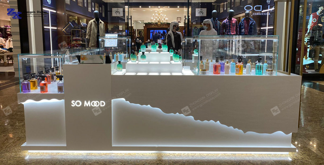 【Oman】High-end perfume kiosk design retail fragrance booth with best price