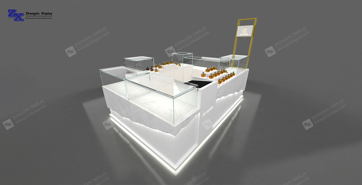 【Oman】High-end perfume kiosk design retail fragrance booth with best price