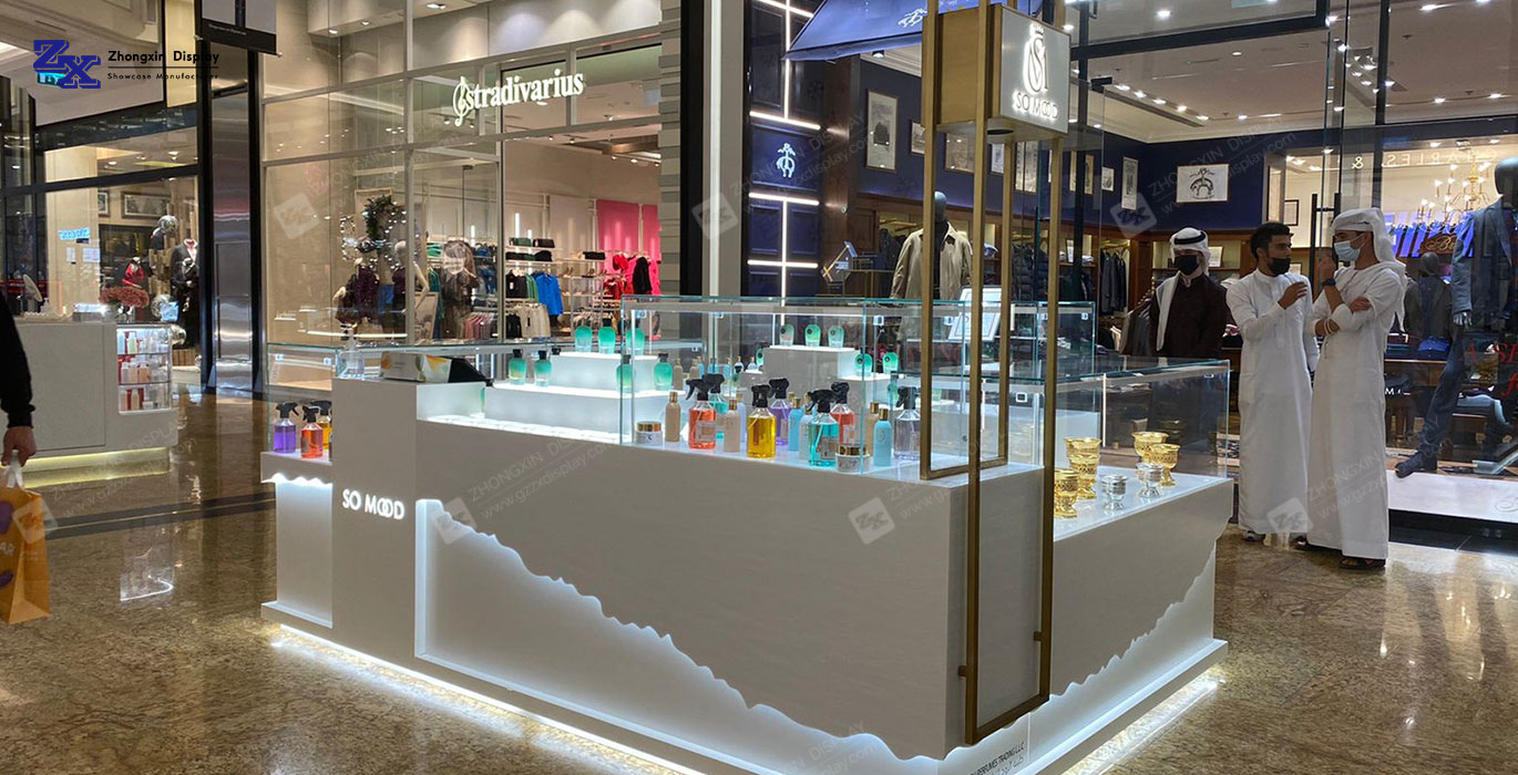 【Oman】High-end perfume kiosk design retail fragrance booth with best price