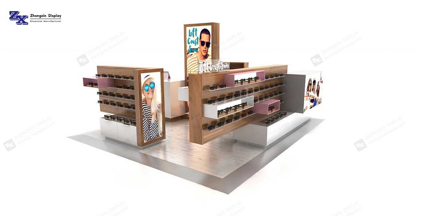 【Thailand】Wooden Style Shopping Mall Sunglasses Kiosk Sunglasses Booth Kiosk Design