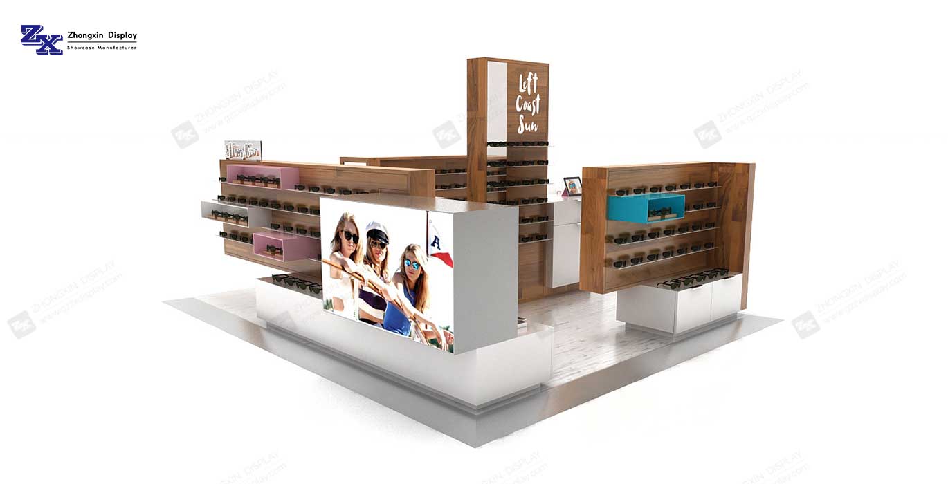 【Thailand】Wooden Style Shopping Mall Sunglasses Kiosk Sunglasses Booth Kiosk Design
