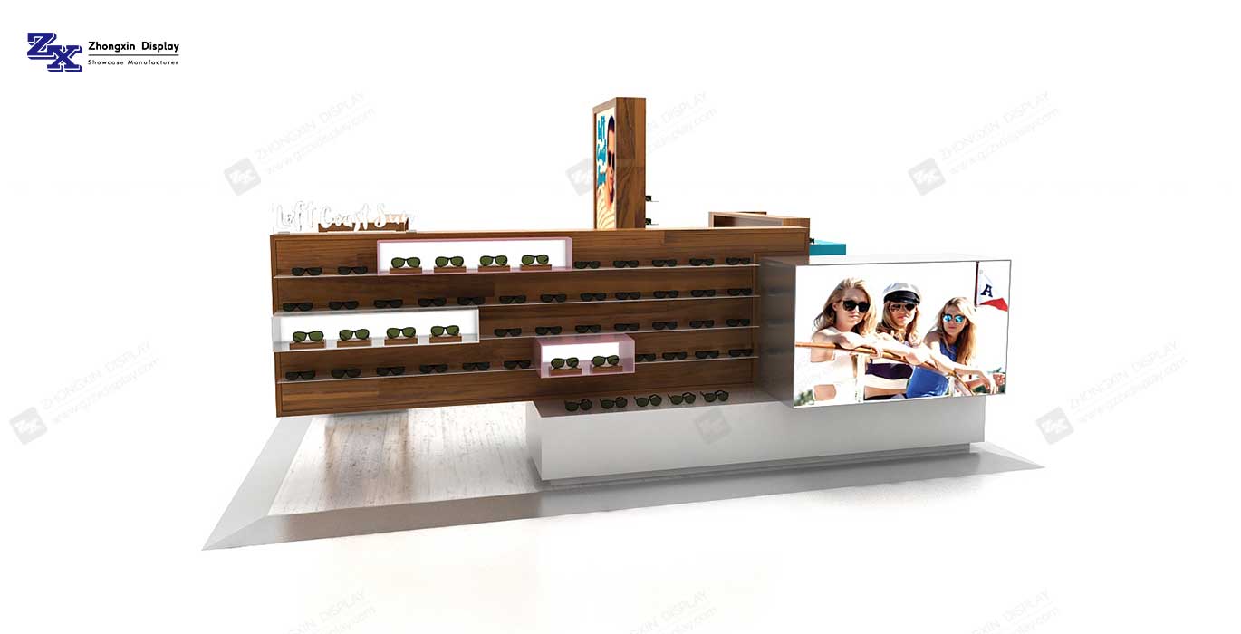 【Thailand】Wooden Style Shopping Mall Sunglasses Kiosk Sunglasses Booth Kiosk Design