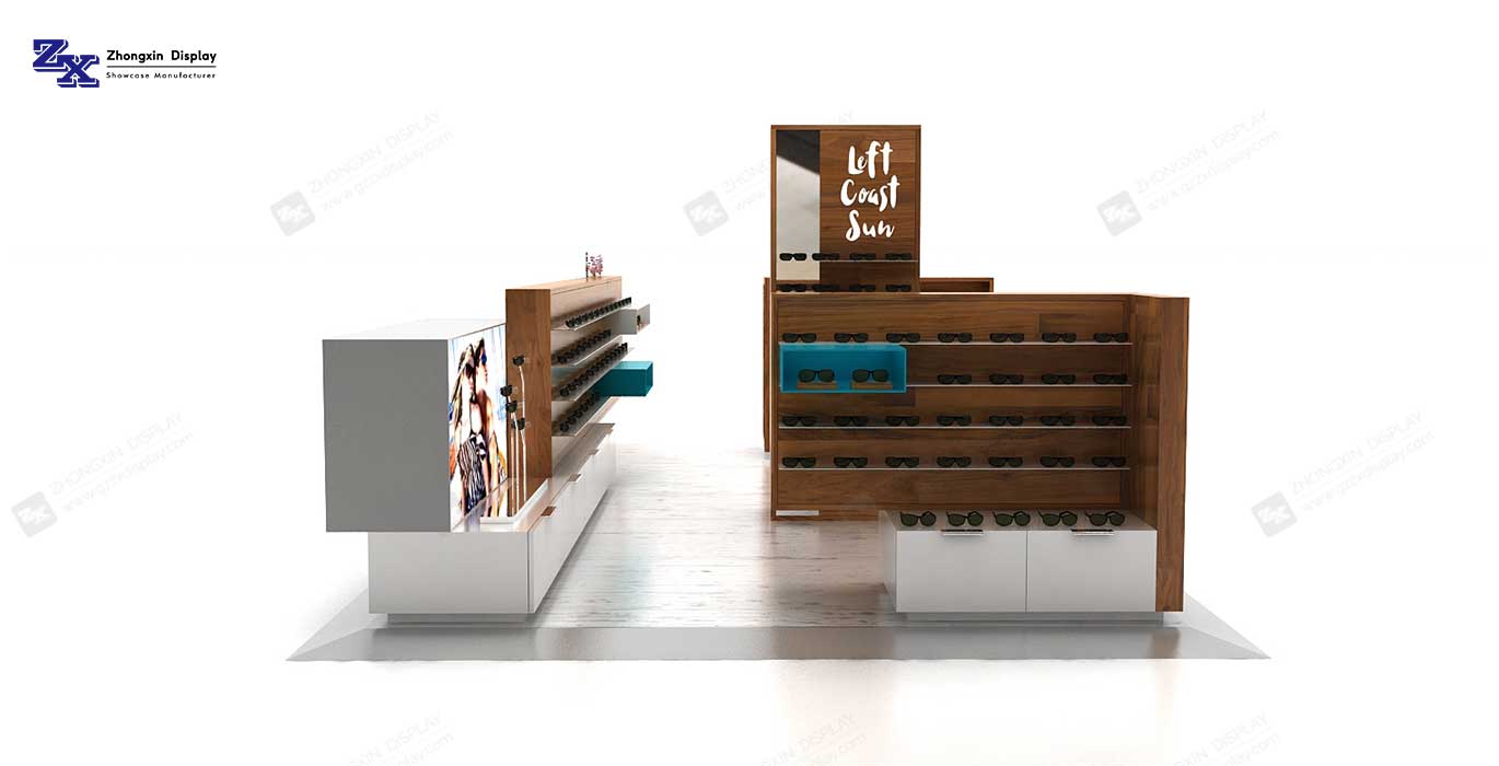 【Thailand】Wooden Style Shopping Mall Sunglasses Kiosk Sunglasses Booth Kiosk Design