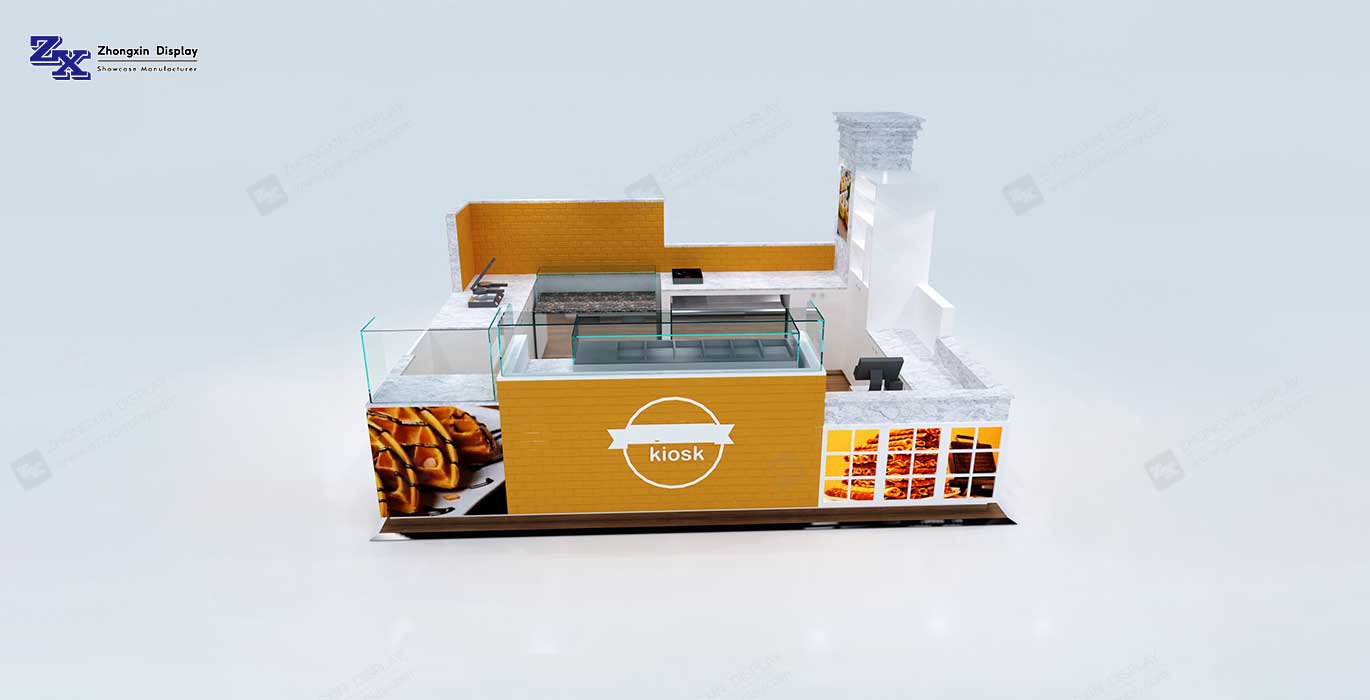 Modern Bubble Tea Kiosk and Fast Food Kiosk in Mall Coffee Display Kiosk Design
