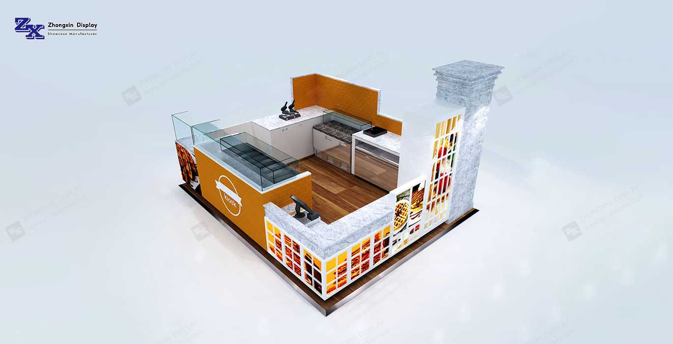 Modern Bubble Tea Kiosk and Fast Food Kiosk in Mall Coffee Display Kiosk Design