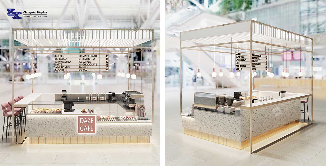 Shopping mall coffee retail kiosk design food retail booth customization