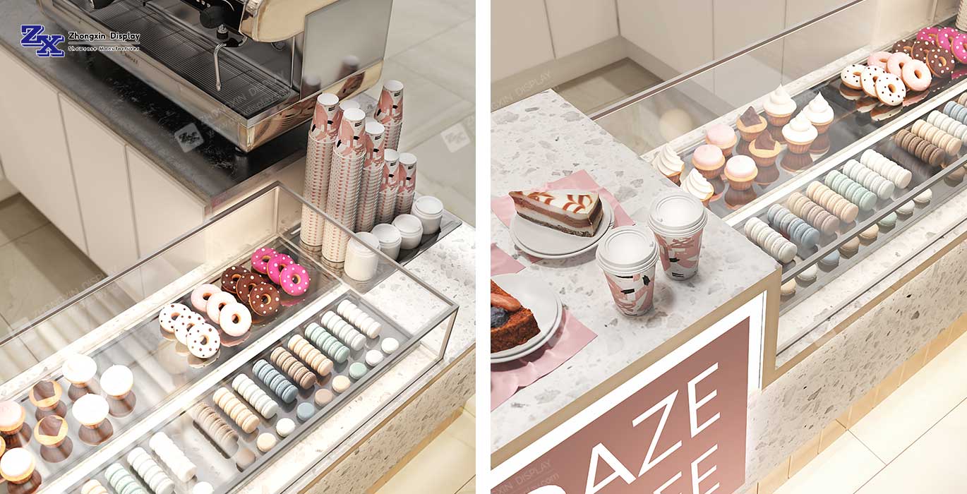 Shopping mall coffee retail kiosk design food retail booth customization
