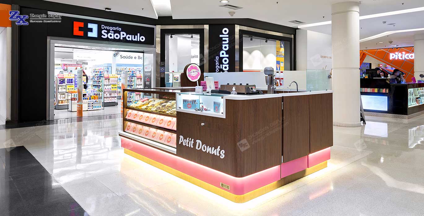 6 SQM Elegant Donut Kiosk Shopping Mall Customized Food Kiosk for Sale