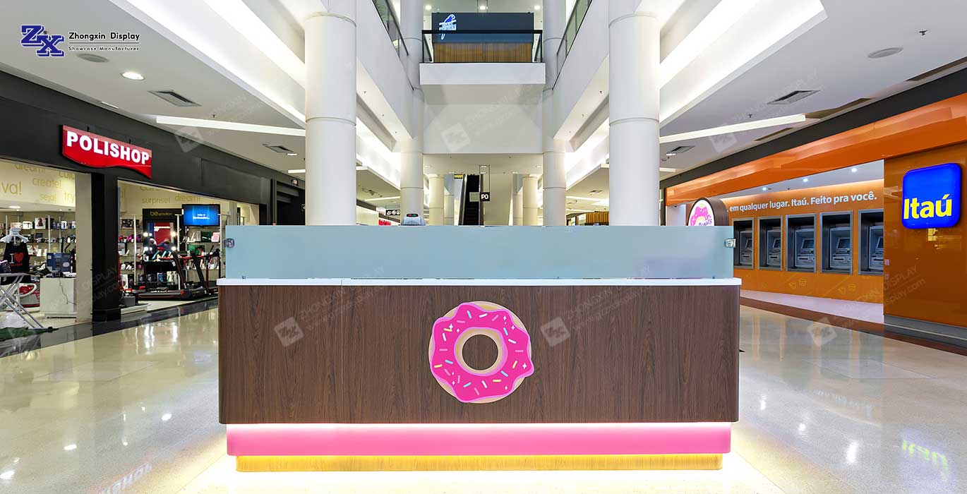6 SQM Elegant Donut Kiosk Shopping Mall Customized Food Kiosk for Sale