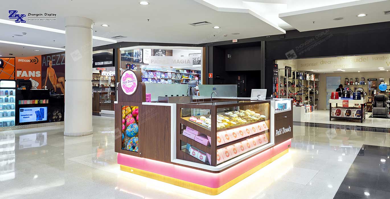 6 SQM Elegant Donut Kiosk Shopping Mall Customized Food Kiosk for Sale