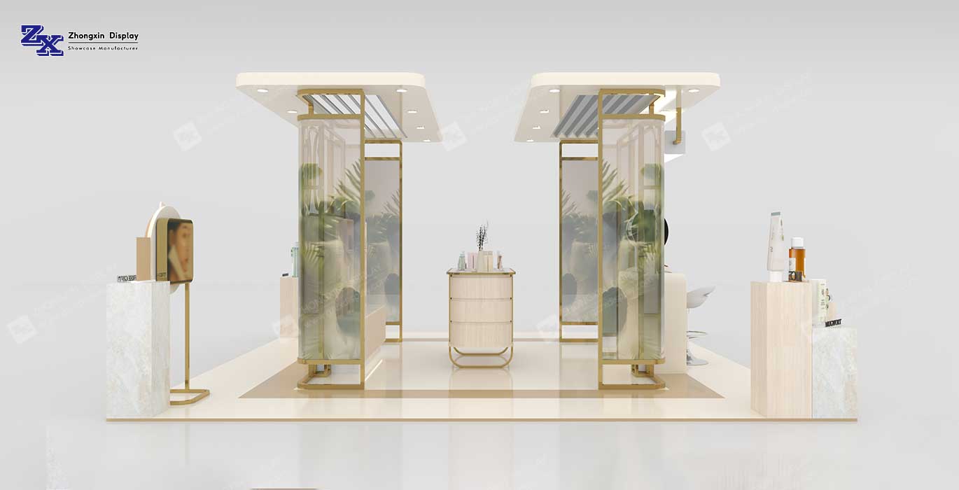 High-end beauty kiosk makeup booth design for shopping mall