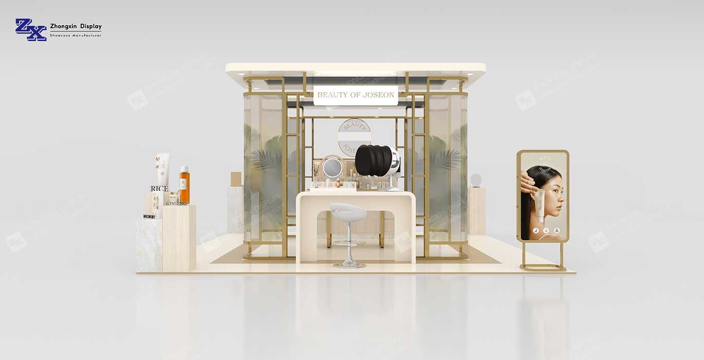 High-end beauty kiosk makeup booth design for shopping mall