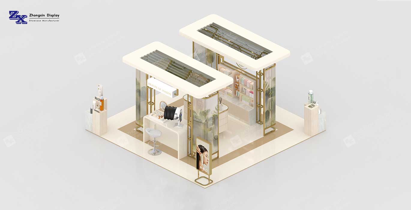 High-end beauty kiosk makeup booth design for shopping mall