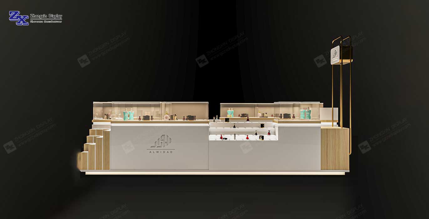 High-end perfume kiosk design retail fragrance booth design for mall